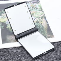 FRCOLOR LED Compact Mirror Double-sided Folding Makeup Mirror Portable Mini Comestic Mirror (Black)