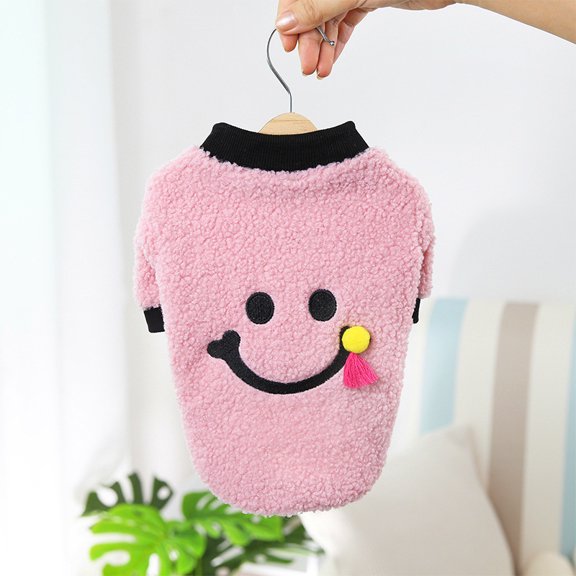 Yidarton Fall/winter Cute Pet Clothes Puppy Clothing Warm Dog Clothes Pet Happy Two Legs Velvet Warm Teddy Velvet Pink
