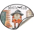 thumbnail image 5 of Pumpkins Gnome Funny Christmas Tree Mats Waterproof Tree Skirt, Halloween Elements Xmas Tree Stand Tray Mat Floor Protector Pad for Holiday Party Decoration, 28.3", 5 of 6