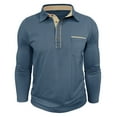 thumbnail image 3 of Huuilaibazoo Men's Casual Polo Shirts Classic Long Sleeve Basic Button T-Shirt Lightweight Cotton Golf Tops with Pocket, 3 of 5