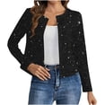 thumbnail image 2 of ASDFVBKG Sequin Jackets for Women Sparkly Glitter Open Front Cropped Blazer Long Sleeve Casual Coat Loose Jackets Black M, 2 of 5