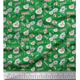 thumbnail image 1 of Soimoi Green Rayon Crepe Fabric Floral & Letter Vintage Print Sewing Fabric Yard 46 Inch Wide, 1 of 3