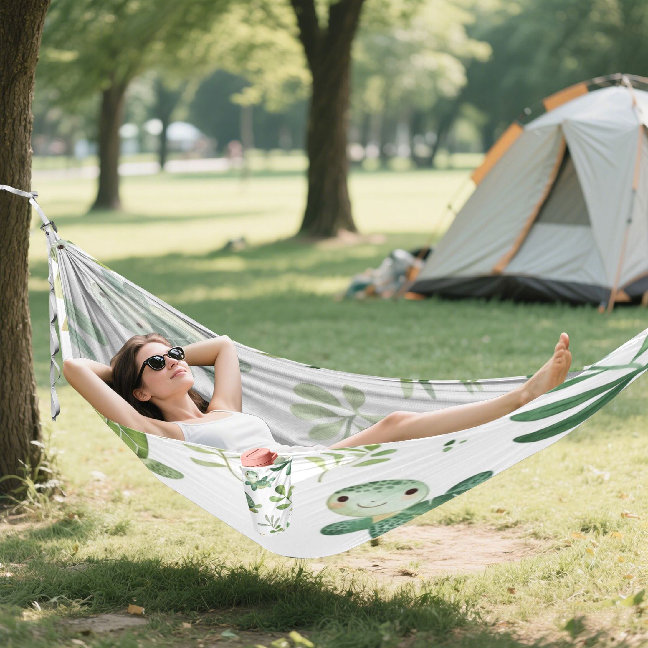 Hammock Camping Hammock Nylon Portable Hammock Travel Camping Hammock Green Cartoon Turtle