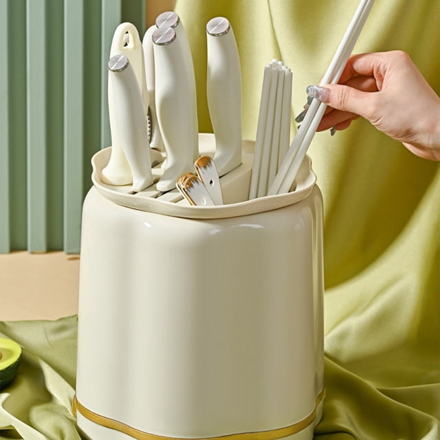 RKSTN Plastic storage rack Cream Style Knife Knife Storage Knife Block Without Knives Kitchen Knife Universal Knife Block Knife Organizer And Long-lasting