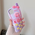 thumbnail image 1 of Funda Retro Kirby para teléfono para Iphone 12pro Max, que incluye cuentas para teléfono móvil. Forma de teléfono Retro Kirby púrpura Kawaii de dibujos animados lindo 3d, 1 of 4