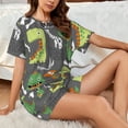 thumbnail image 5 of Yiaed Cartoon Dinosaurs Print Short Sleeve Pajama Sets for Women Casual Crew Neck 2 Piece Lounge Sets Women's Short-Sleeved Pajama-4X-Large, 5 of 5