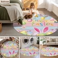 thumbnail image 5 of Round Rugs 5Ft, Colorful Easter Round Area Rug Washable Indoor Throw Carpet, Spring Watercolor Bunny Egg Flower Wood Grain Soft Non Slip Circle Rug for Cabinet Bathroom Home Decor Aesthetic, 5 of 8