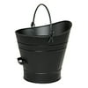 Achla Designs Minuteman International Traditional Galvanized Steel Round Small Pellet Bucket w/Handles, 14 Inch Tall, Black