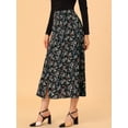 thumbnail image 2 of Unique Bargains Women's Floral Print Button Decor A-Line High Waist Slit Maxi Skirt, 2 of 6