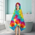 thumbnail image 6 of Colorful Tie Dye Mandala Pattern Hooded Bath Towel，50"x30" for Ages 3 To 12 Kids, Quick Dry Lightweight Soft Microfiber Hood Beach Towel Cover Up for Kids, 6 of 7
