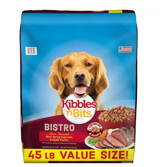 Kibbles 'n Bits Bistro Adult Oven-Roasted Beef Recipe Dry Dog Food, 45 lb. Bag
