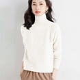 thumbnail image 5 of NTACZA Sweaters for Women Beige Basic Turtleneck Loose Fitting Sweaters Pullover Raglan Sleeve Jumper for Women L, 5 of 5