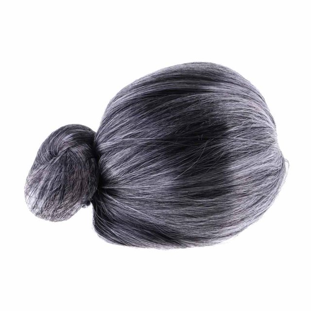 Cateissary Divertido disfraz de abuela mayor, peluca de moño corto gris plateado, disfraz de fiesta Kits de decoración para fiestas