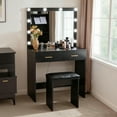 thumbnail image 2 of HOMCOM Makeup Vanity Desk and Stool Set with LED Lighted Mirror, Black, 2 of 10