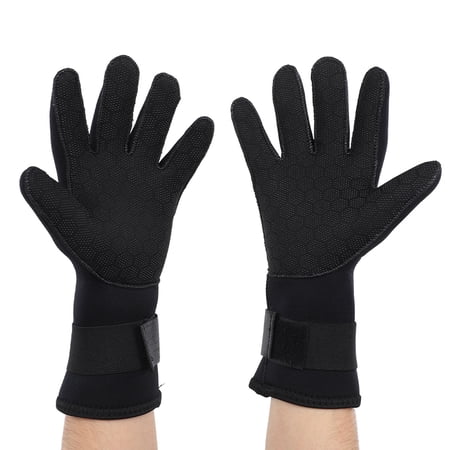 2 Pack 5mm Neoprene Diving Gloves with Non-Slip Palm and Adjustable Wrist Strap for Snorkeling and Fishing 2 Pcs 5MM