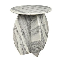 Venus 17.5" Contemporary Natural Marble Handmade X-Shaped End Table, Gray/Black
