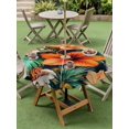 thumbnail image 5 of Outdoor Tablecloth with Umbrella Hole Zipper Burnt Orange Flower Round Tablecloth 54" Waterproof Outside Table Cloth Vintage Botanical Floral Patio Table Cover Tablecloths for Picnic Party, 5 of 8
