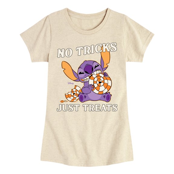 Lilo & Stitch - No Tricks Just Treats Stitch - Youth Girls Fitted Short Sleeve T-Shirt