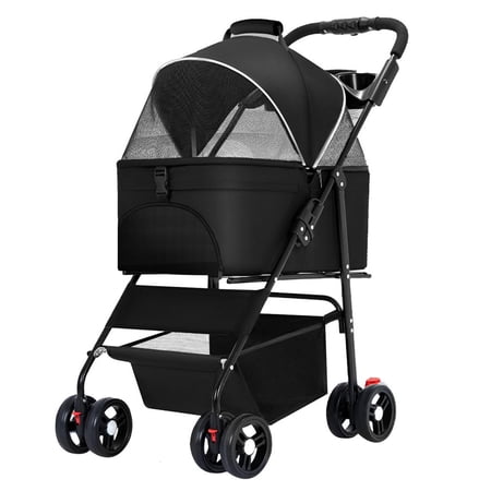 ZHON Shopping Carts for Groceries Portable Grocery Cart with Wheels 66 Lb Capacity Folding Utility Cart with Canopy Basket 2 Tier Shopping Carts for Groceries Pet agreeable
