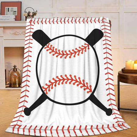 Baseball Blanket Baseball Throw Blanket Sport Decor Soft Cozy Fleece Fuzzy Plush Flannel Blankets Gifts for Sport Lovers Women Girls Boys Kids Teens Adults 80 X60