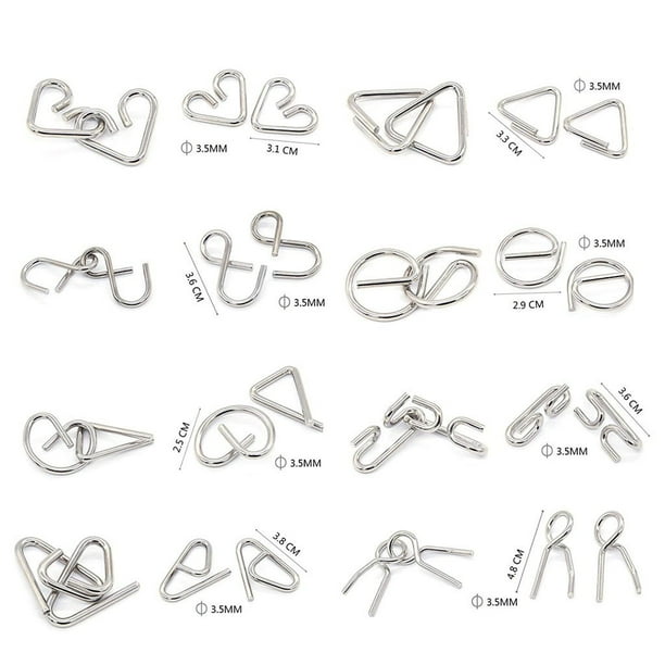 16 piezas de rompecabezas de alambre de metal, juego de acertijos, anillo de prueba de inteligencia mental, cohetes de captura máxima para niños de 3 a 5 años, para niños pequeños de 3 a 5 años,