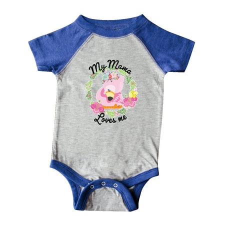 

Inktastic Baby Flamingo My Mama Loves Me in Flower Wreath Gift Baby Boy or Baby Girl Bodysuit
