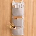 thumbnail image 4 of Homellea Fabric Wall Hanging Organizer with 3 Pockets, 7.87 x 22.05 Inch Striped Storage Bag with Wooden Rod and Rope for Bedroom, Bathroom, Closet, Office, Dorm and Small Item Storage, 4 of 9