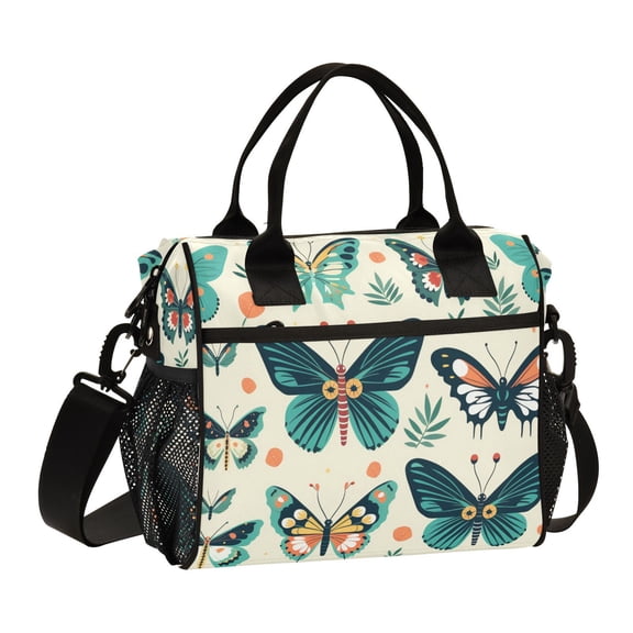 Butterflies Leaves Green Cooler Bag Lunch Bag Soft Cooler Cooling Tote Insulated Lunch Box for Adult Men Women