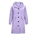 thumbnail image 4 of Stichou Women's Trench Jackets Loose Winter Hooded Oversized Elegant Windbreaker Comfortable Jacket Plus Size Coat Outwear Light Purple L, 4 of 5