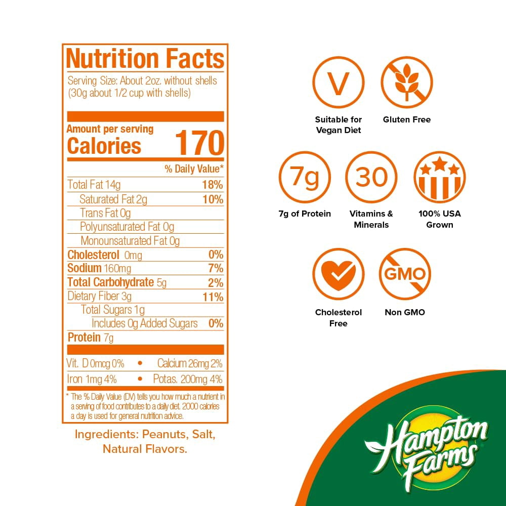 Hampton Farms Hot Nuts Cajun Spicy Peanuts, 10 oz. (Pack of 6)