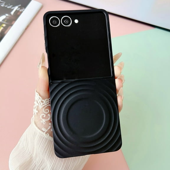 Decase Magnetic Case for Samsung Galaxy Z Flip 7, Wavy Slim Shockproof Drop Protection Case, Wireless Charging Support,Black