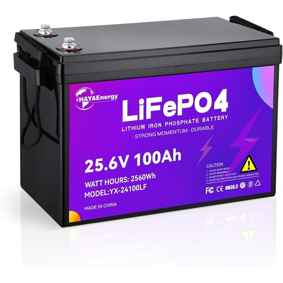 HAYAEnergy 24V 100Ah LiFePO4 Lithium Battery Pack for RV Marine Solar Trolling Motor System