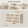 thumbnail image 5 of SICOTAS 51.18" Wide Boho Dresser with 7 Storage Drawers,Rattan Chest of Drawer for Bedroom, Large Capacity Organizer TV Center for Living Room in White Cream Oak, 5 of 9