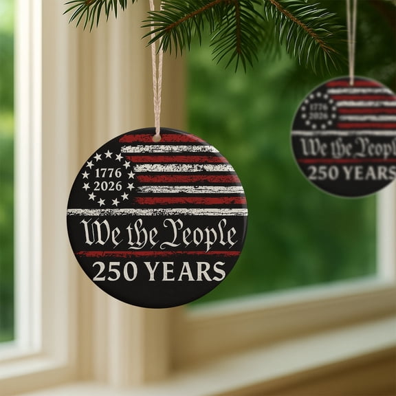 YIBAGA USA Anniversary 250th Ornaments Set 2Pcs, 250 Years We The People Hanging Ornament Decoration Acrylic Pendants Home Decor, 4 inch