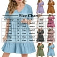 thumbnail image 3 of BRGZLK Kids Girls Summer Sundress Cute Solid Color Short Sleeve V-Neck Tiered Crinkle Flowy Swing A-Line Midi Dress Green 14-15 Years, 3 of 7