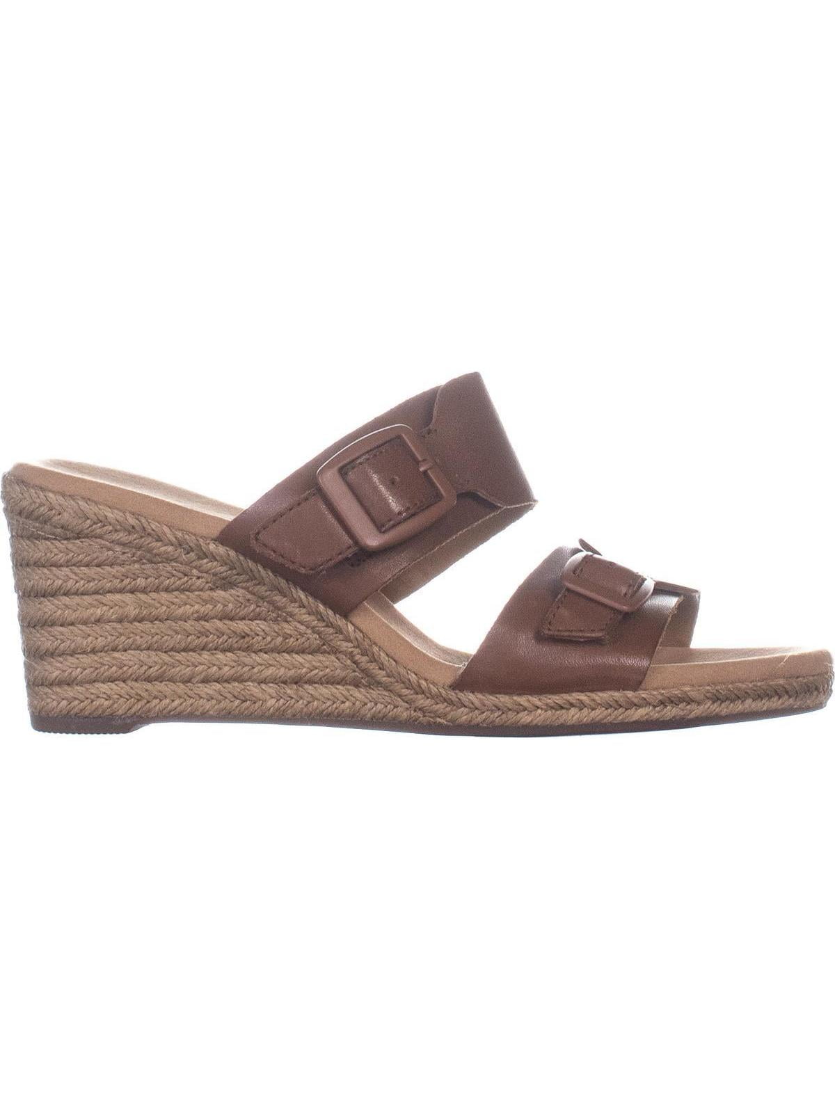 Womens Clarks Lafley Devin Wedge Espadrilles Sandals Dark Tan