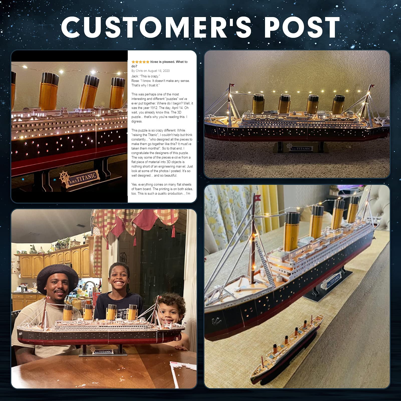 LED 3D Puzzle Titanic Ship 3D Puzzles for Adults RMS Toys Model Kits 34.6'', Difficult Watercraft Jigsaw Family Puzzle 3D and Cruise Ship Desk Decor ...