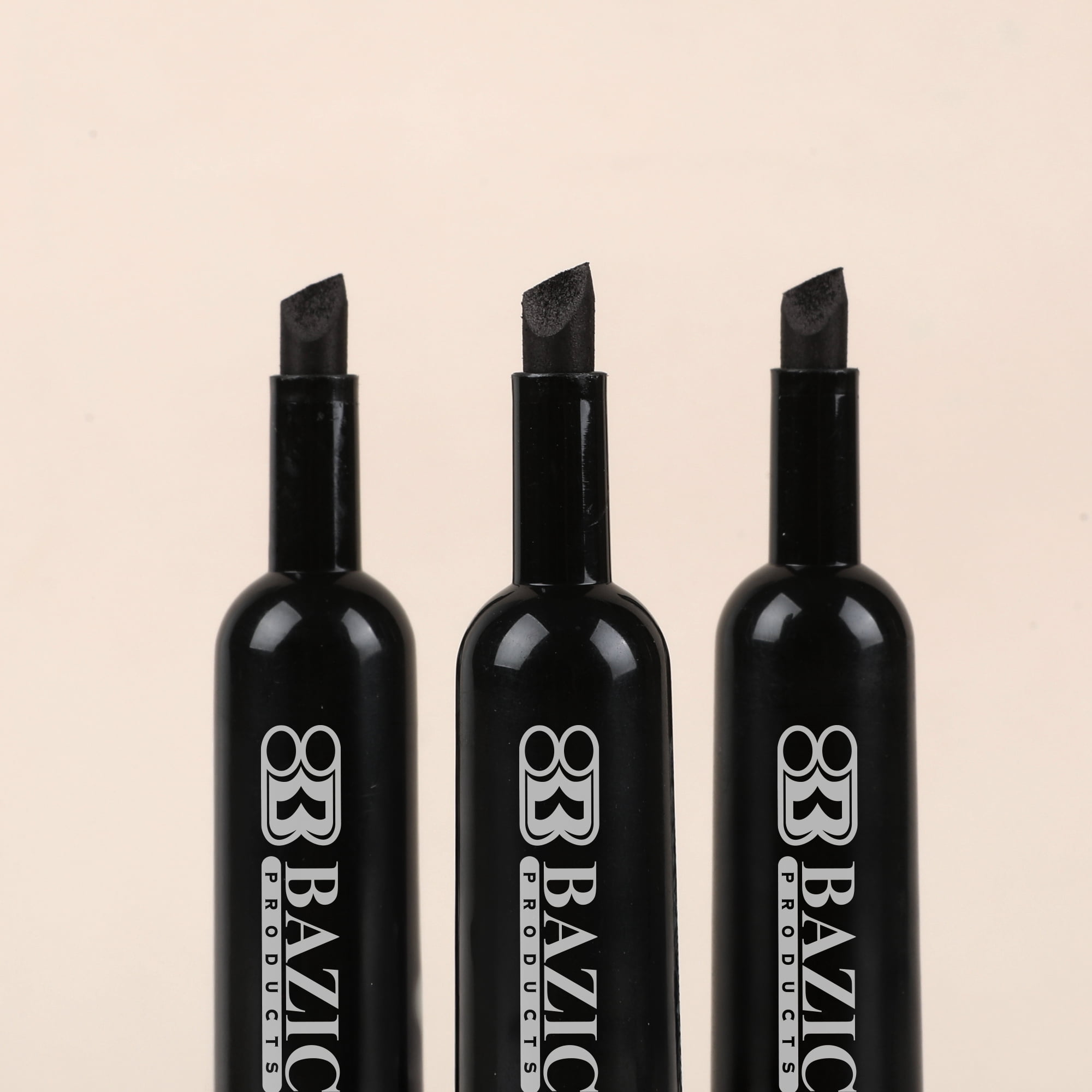 BAZIC Permanent Marker Chisel Tip, Black Color Markers, (3/Pack), 24-Packs