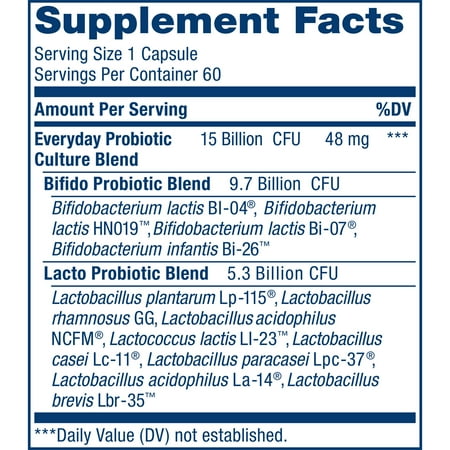 Renew Life Adult Everyday Probiotic Capsules, Unisex, 15 Billion CFU, 60 Count