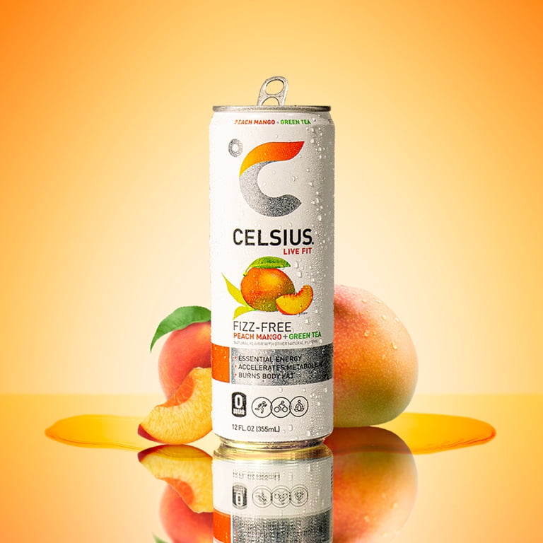 Celsius Fizz Free Peach Mango Green Tea, 12 fl oz, 12 Pack photo 4