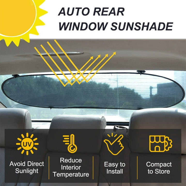 Car Sun Shade, iClover UV Protection Folding Auto Rear Window Sunshade, 39  x 20 inch Universal Mesh Back Window Visor with Suction Cup for Children  Kids Baby Pet Fit SUV 