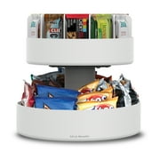 2 Tier Lazy Susan Granola Bar and Snack Organizer, Home, Office, Breakroom, White