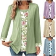 thumbnail image 2 of ShiShine Women's Fake Two-Piece Floral Printed Casual Long Sleeve Tops Loose Square Neck Going Out Casual Tunic Shirts, 2 of 6