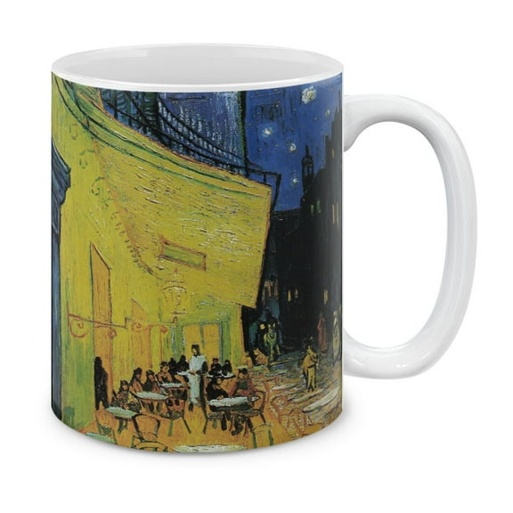 WIRESTER 11 Oz Ceramic Tea Cup Coffee Mug, Cafe Terrace At Night Van Gogh