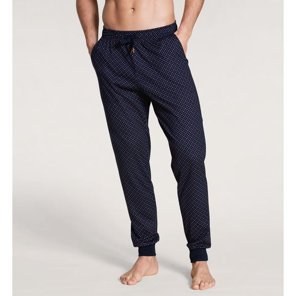 Men's Calida 29489 Remix 100% Cotton Plaid Jogger Pajama Pant (Dark Saphire L)