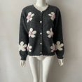 thumbnail image 4 of Arlun Women's Elegant 3D Floral Cardigan Sweaters Fall Winter Long Sleeve Crewneck Knitted Sweater Outerwear Ladies Casual Loose Fit Soft Warm Button Open Front Cardigans 1-Grey L, 4 of 4