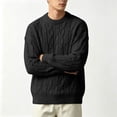 thumbnail image 7 of Leidass Mens Cable Knit Crewneck Sweater Long Sleeve Pullover Ribbed Cuffs Hem Regular Fit Fall Winter Casual Knitwear Black L, 7 of 7