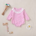 thumbnail image 2 of Newborn Baby Girl Fall Outfit Plaid Bubble Romper Long Sleeve Bodysuit, 2 of 7