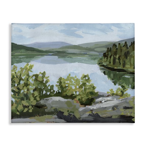 Stupell Industries Cottage Forest Lake Clearing Scenery Canvas Art, 30 x 24, by Victoria Barnes
