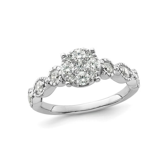 3/4 Carat (Ctw G-H-I, SI1-SI2) Lab-Grown Diamond Cluster Ring in 14K White Gold